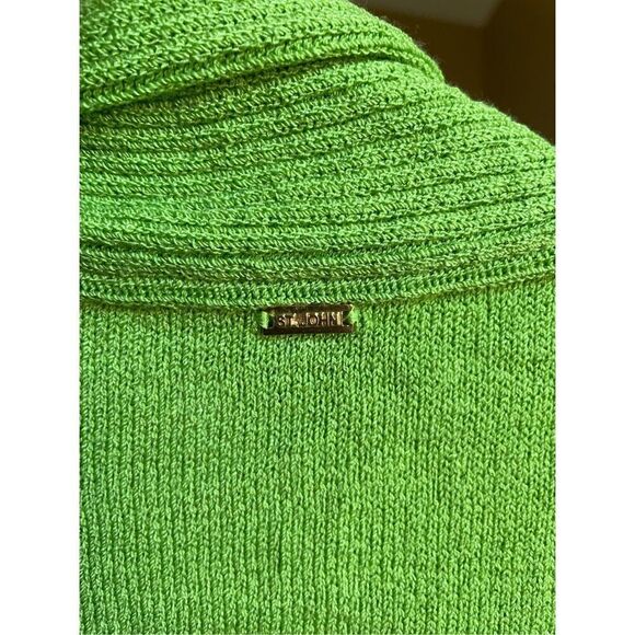 St John Womens Santana Knit Open Front Cardigan L Vert Green Short Sleeve - Picture 5 of 7
